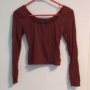 Windsor Deep Red Long Sleeve Crop Top